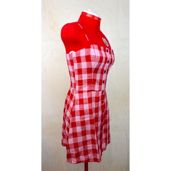 NWT Reformation "Huckleberry" Linen Dress in "Concha Check" - Picture 2 of 11